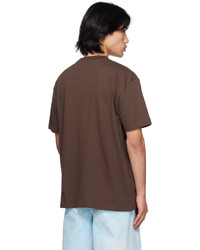 T-shirt à col rond imprimé marron Jacquemus