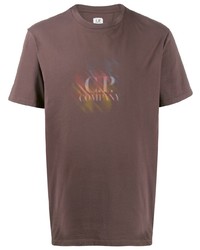 T-shirt à col rond imprimé marron CP Company