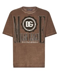 T-shirt à col rond imprimé marron Dolce & Gabbana