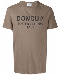 T-shirt à col rond imprimé marron Dondup