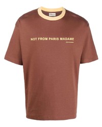 T-shirt à col rond imprimé marron Drôle De Monsieur