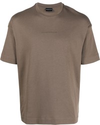 T-shirt à col rond imprimé marron Emporio Armani