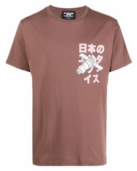 T-shirt à col rond imprimé marron Enterprise Japan