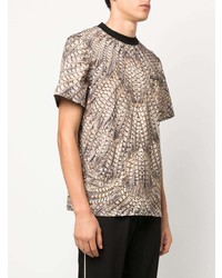 T-shirt à col rond imprimé marron Roberto Cavalli