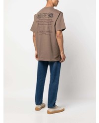 T-shirt à col rond imprimé marron Filson