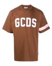 T-shirt à col rond imprimé marron Gcds