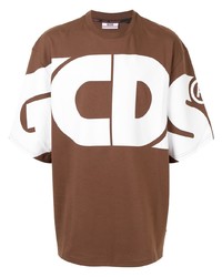 T-shirt à col rond imprimé marron Gcds