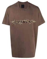 T-shirt à col rond imprimé marron Givenchy