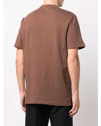T-shirt à col rond imprimé marron Moncler