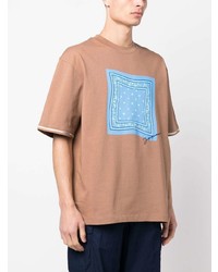 T-shirt à col rond imprimé marron Jacquemus