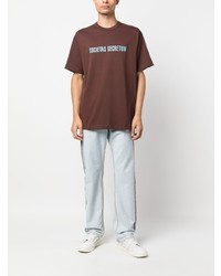 T-shirt à col rond imprimé marron Helmut Lang