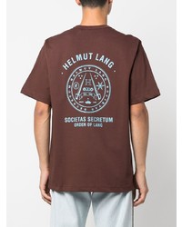 T-shirt à col rond imprimé marron Helmut Lang