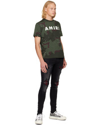 T-shirt à col rond imprimé marron Amiri