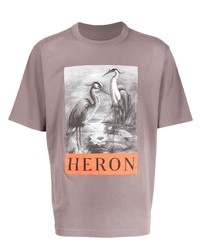T-shirt à col rond imprimé marron Heron Preston