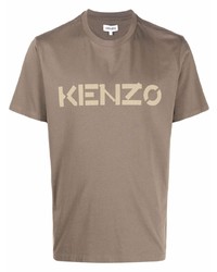 T-shirt à col rond imprimé marron Kenzo
