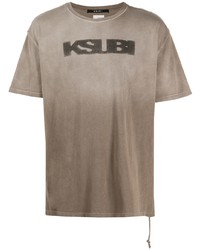 T-shirt à col rond imprimé marron Ksubi