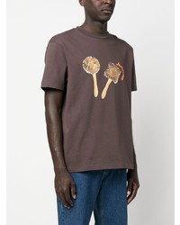 T-shirt à col rond imprimé marron Jacquemus