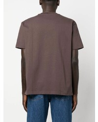 T-shirt à col rond imprimé marron Jacquemus