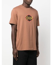 T-shirt à col rond imprimé marron Diesel
