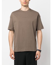 T-shirt à col rond imprimé marron Emporio Armani