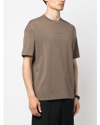 T-shirt à col rond imprimé marron Emporio Armani