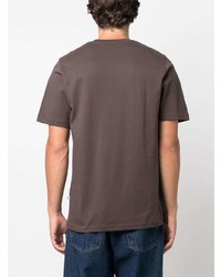 T-shirt à col rond imprimé marron Wood Wood