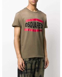 T-shirt à col rond imprimé marron DSQUARED2