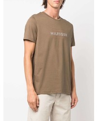 T-shirt à col rond imprimé marron Tommy Hilfiger