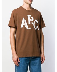 T-shirt à col rond imprimé marron A.P.C.