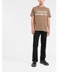 T-shirt à col rond imprimé marron Amiri