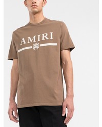 T-shirt à col rond imprimé marron Amiri