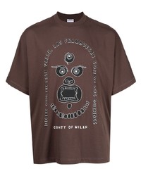 T-shirt à col rond imprimé marron Marcelo Burlon County of Milan