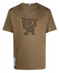 T-shirt à col rond imprimé marron McQ