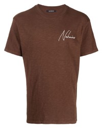 T-shirt à col rond imprimé marron Nahmias