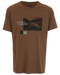 T-shirt à col rond imprimé marron OSKLEN