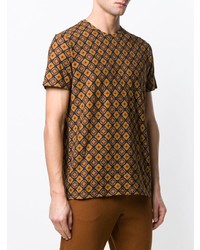 T-shirt à col rond imprimé marron Etro