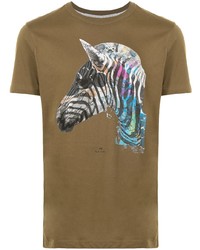 T-shirt à col rond imprimé marron PS Paul Smith