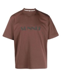 T-shirt à col rond imprimé marron Sunnei