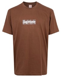 T-shirt à col rond imprimé marron Supreme