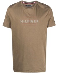 T-shirt à col rond imprimé marron Tommy Hilfiger