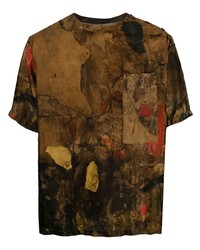 T-shirt à col rond imprimé marron Uma Wang