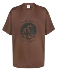 T-shirt à col rond imprimé marron Vetements