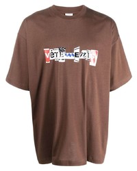 T-shirt à col rond imprimé marron Vetements
