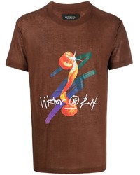 T-shirt à col rond imprimé marron Viktor & Rolf