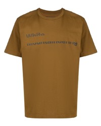 T-shirt à col rond imprimé marron White Mountaineering