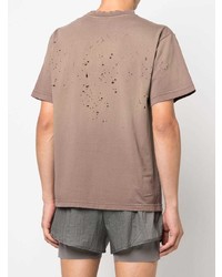 T-shirt à col rond imprimé marron Satisfy