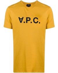 T-shirt à col rond imprimé moutarde A.P.C.