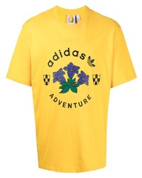 T-shirt à col rond imprimé moutarde adidas