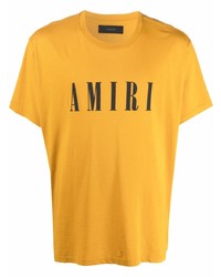T-shirt à col rond imprimé moutarde Amiri