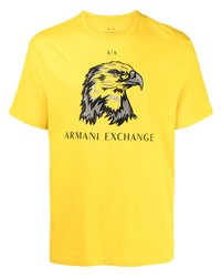 T-shirt à col rond imprimé moutarde Armani Exchange